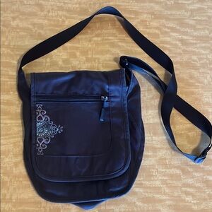 Eastern Mountain Sports Black Embroidered sports crossbody bag/ unisex item used
